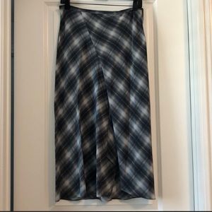 Vince Silk Midi Plaid Skirt